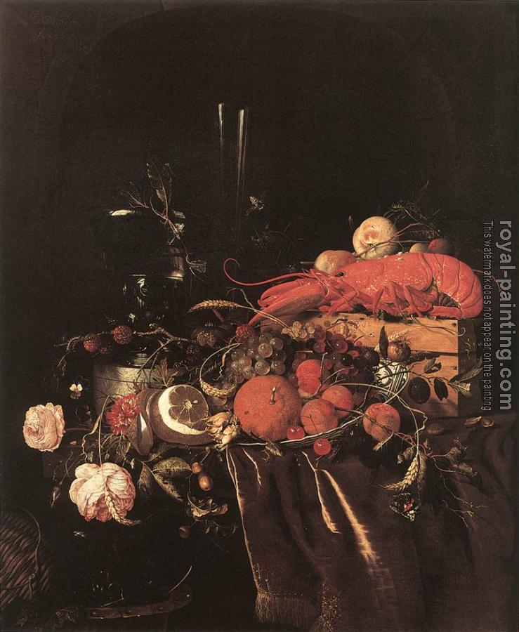 Jan Davidsz De Heem : Still-Life with Fruit, Flowers, Glasses and Lobster